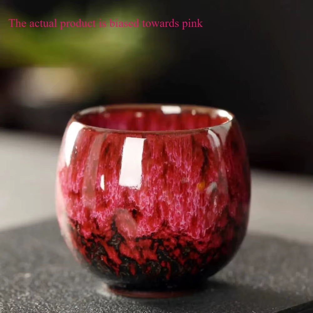 Japanese Style Ceramic Tea Cup with Unique Pattern Kiln Transformation Espresso Coffee Mug for Kung Fu Tea Wine Drinkware