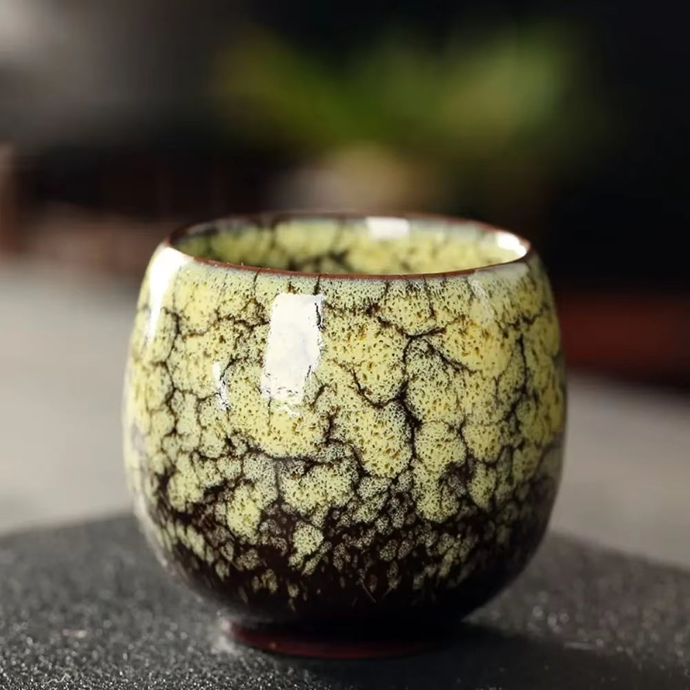 Japanese Style Ceramic Tea Cup with Unique Pattern Kiln Transformation Espresso Coffee Mug for Kung Fu Tea Wine Drinkware