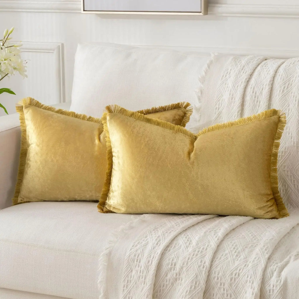 Custom Colorful Soft Washable Tassel Edge Hotel Use Stitching Invisible Zipper Modern Design Pillowcase Cushion Cover
