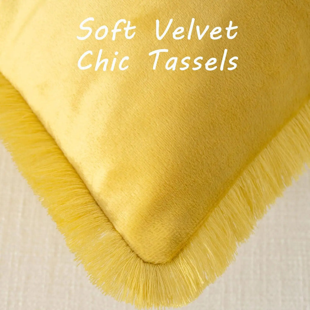 Custom Colorful Soft Washable Tassel Edge Hotel Use Stitching Invisible Zipper Modern Design Pillowcase Cushion Cover