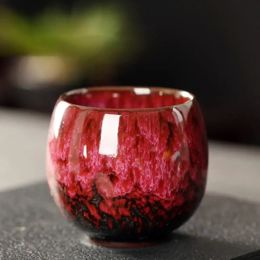 Japanese Style Ceramic Tea Cup with Unique Pattern Kiln Transformation Espresso Coffee Mug for Kung Fu Tea Wine Drinkware