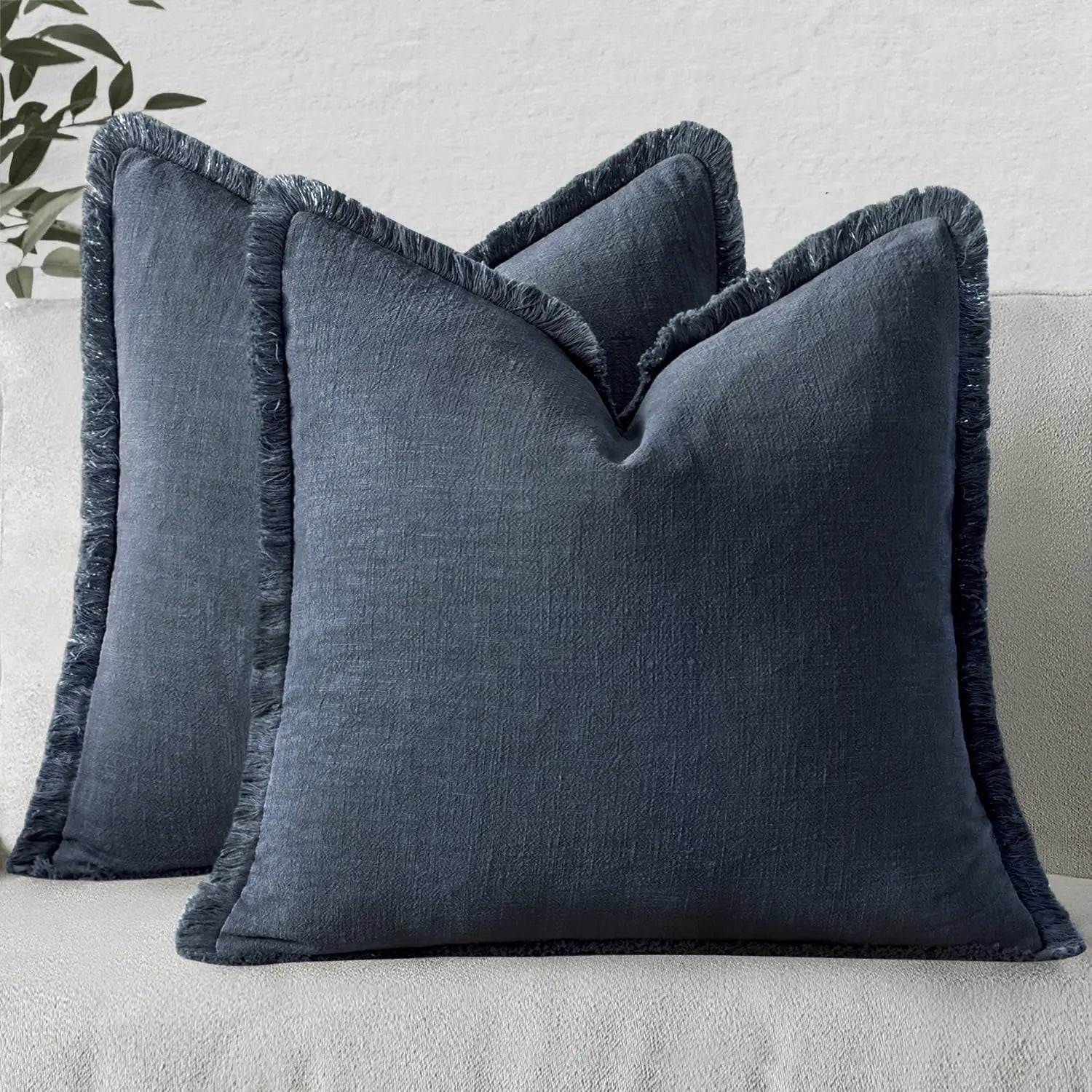 Decorative Couch Pillow Covers Neutral Linen Fringe Throw Pillows Boho Accent Sofa Living Room 1pc