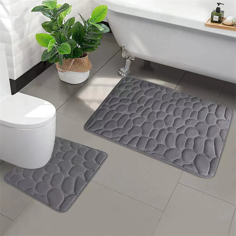 Cobblestone Memory Foam Bath Mat – Non-Slip Bathroom Rug