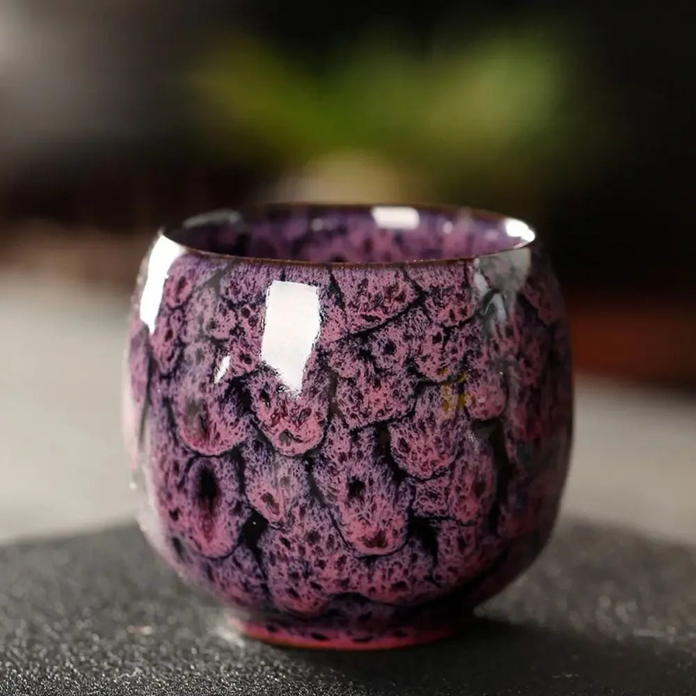 Japanese Style Ceramic Tea Cup with Unique Pattern Kiln Transformation Espresso Coffee Mug for Kung Fu Tea Wine Drinkware
