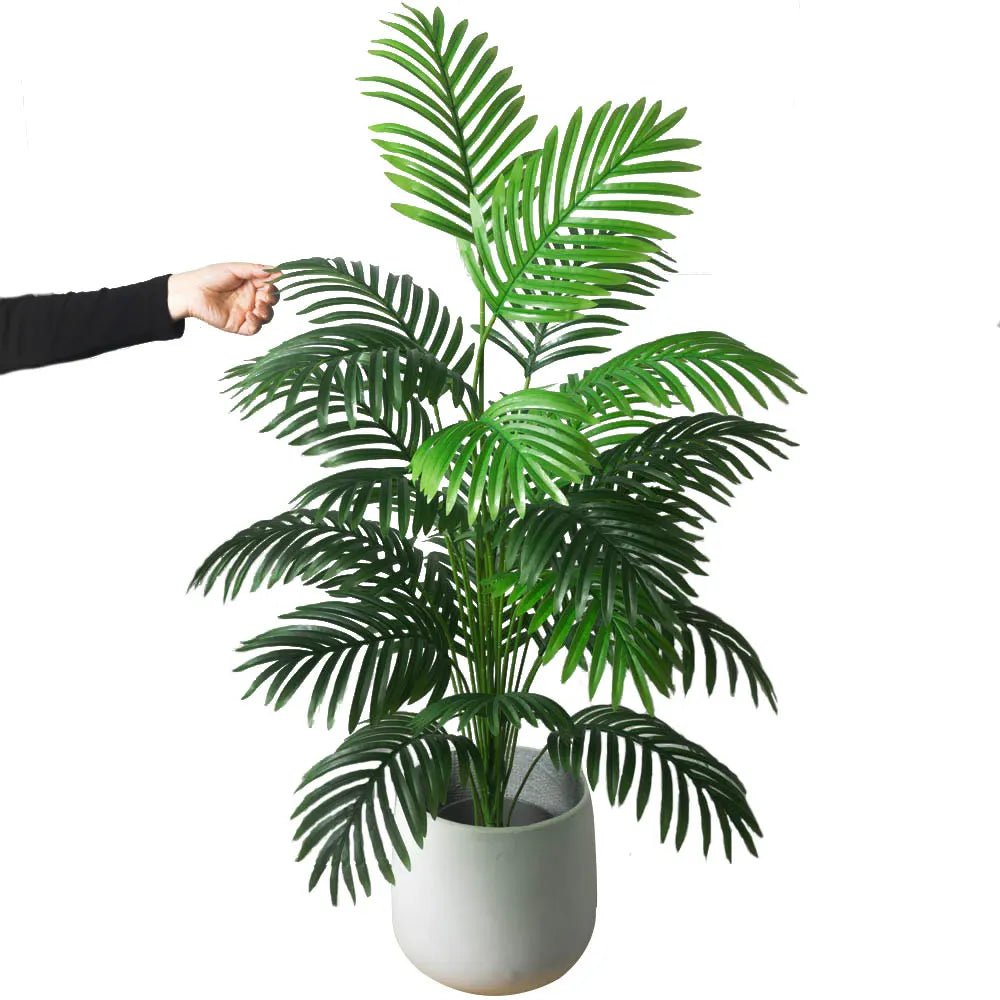 68-113cm Large Artificial Palm Tree Tropical Fake Plants Green Plastic Palm Leafs Big Monstera Tree Branch For Home Garden Decor