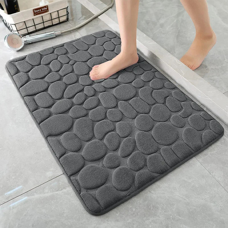 Cobblestone Embossed Bathroom Bath Mat Non-slip Carpets In Wash Basin Bathtub Side Floor Rug Shower Room Doormat Memory Foam Pad