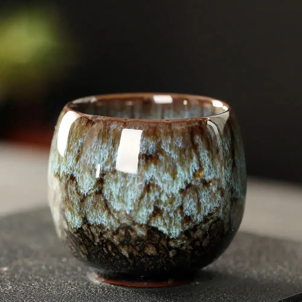 Japanese Style Ceramic Tea Cup with Unique Pattern Kiln Transformation Espresso Coffee Mug for Kung Fu Tea Wine Drinkware