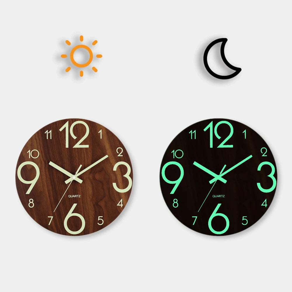 Nordic Luminous Silent Wooden Wall Clock