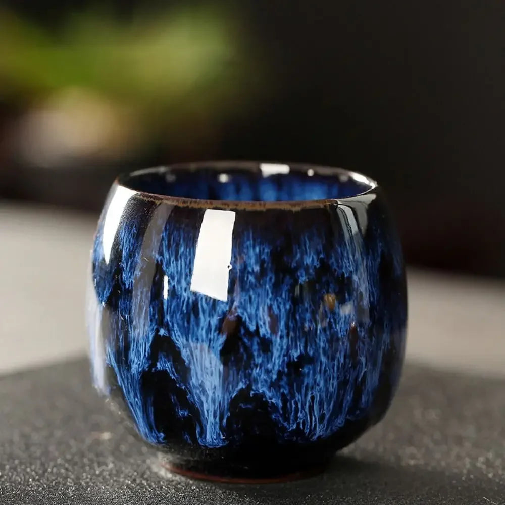 Japanese Style Ceramic Tea Cup with Unique Pattern Kiln Transformation Espresso Coffee Mug for Kung Fu Tea Wine Drinkware