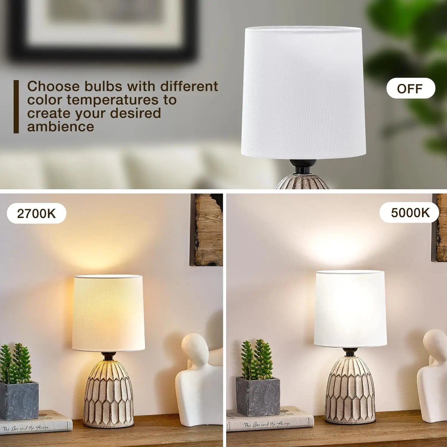 Two hand-painted 13.5" boho farmhouse ceramic lamps for any room