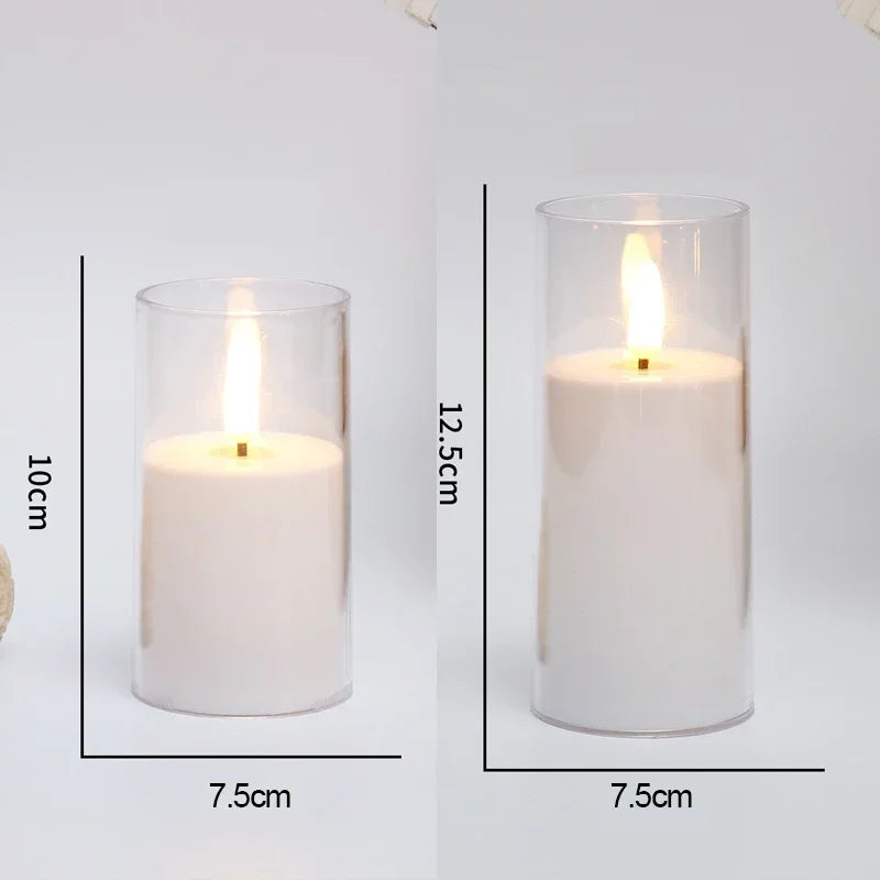 Venuswing Realistic Flameless LED Acrylic Glass Candle Trio