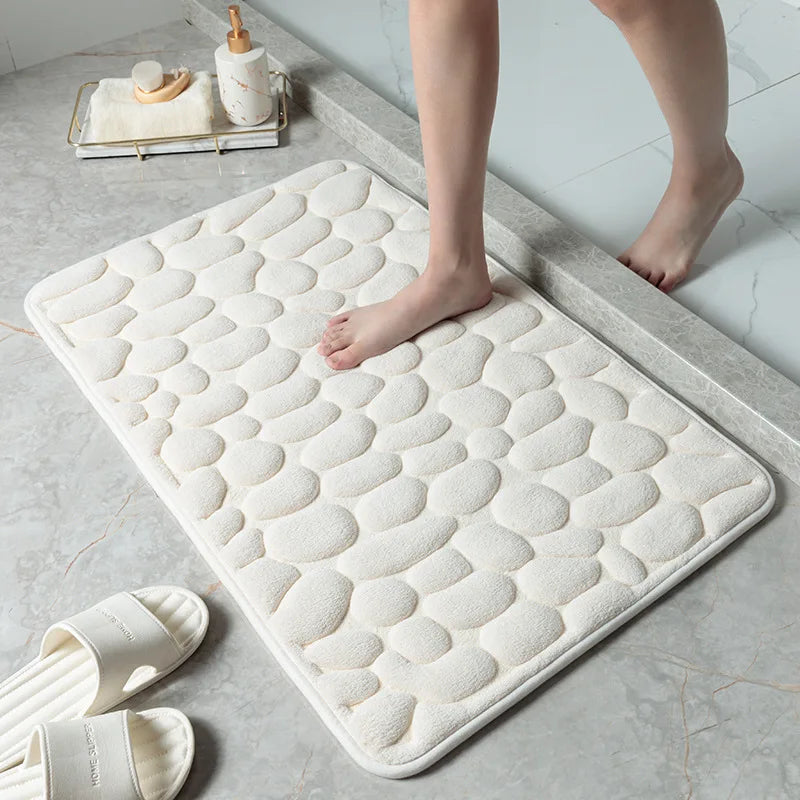 Cobblestone Memory Foam Bath Mat – Non-Slip Bathroom Rug