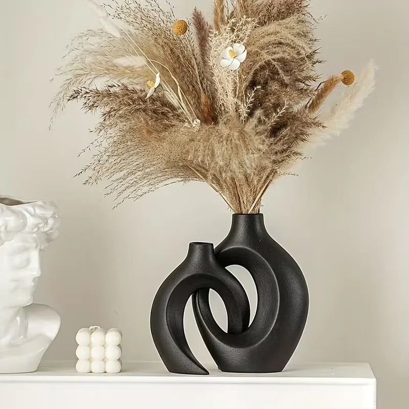 2-Piece Nordic Hollow Vases: Modern Boho Decor.