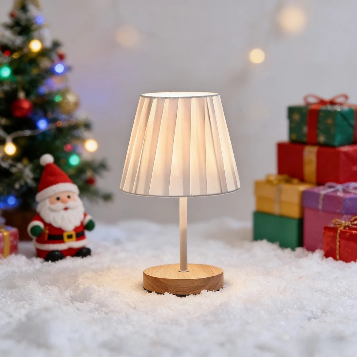 Vintage Wood & Fabric Art Desk Lamp
