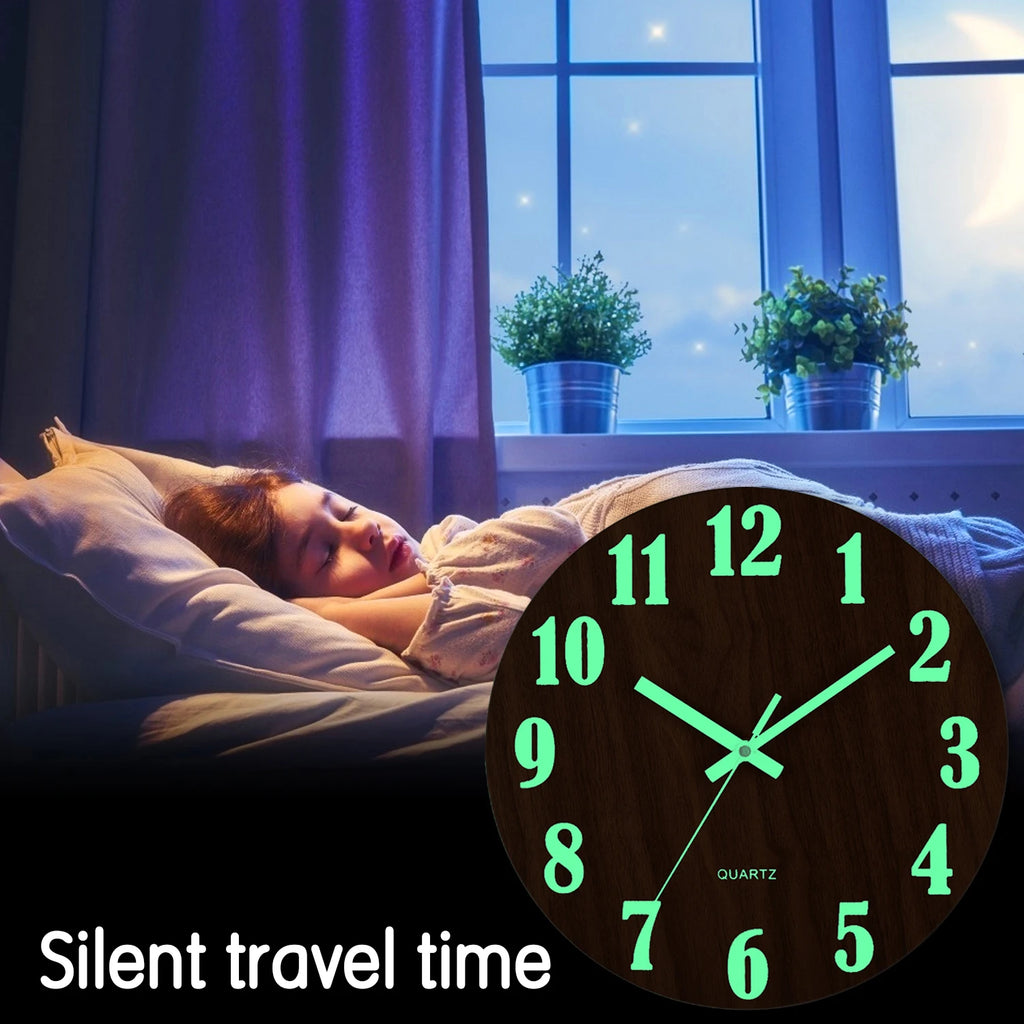 Nordic Luminous Silent Wooden Wall Clock