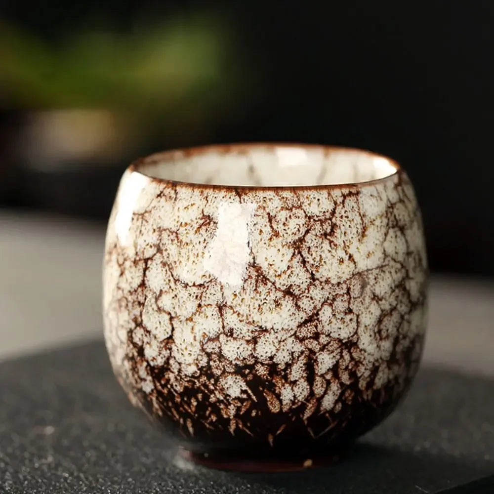 Japanese Style Ceramic Tea Cup with Unique Pattern Kiln Transformation Espresso Coffee Mug for Kung Fu Tea Wine Drinkware