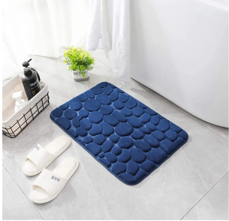 Cobblestone Memory Foam Bath Mat – Non-Slip Bathroom Rug