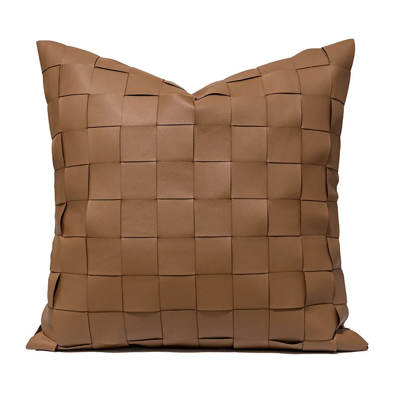 Nordic Luxury Woven PU Leather Cushion Cover
