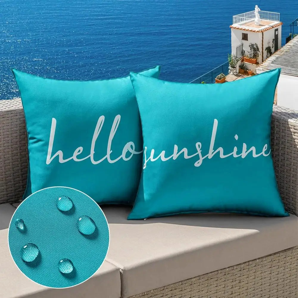 2Pcs Cushion Covers Waterproof Throw Pillow Covers Decorative Square Pillowcases Patio Garden Balcony Indoor Outdoor Use New