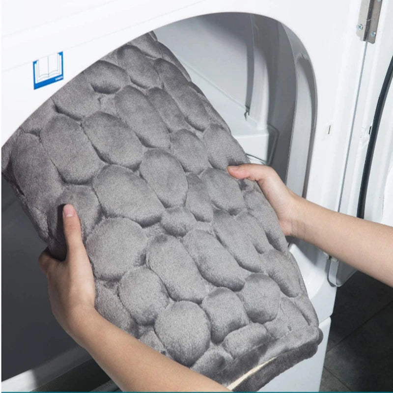 Cobblestone Memory Foam Bath Mat – Non-Slip Bathroom Rug