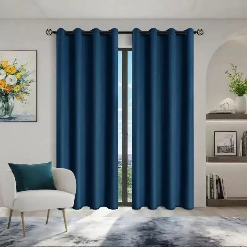 1pc Solid Blackout Curtains with Grommets, Total Privacy Drapes for Bedroom