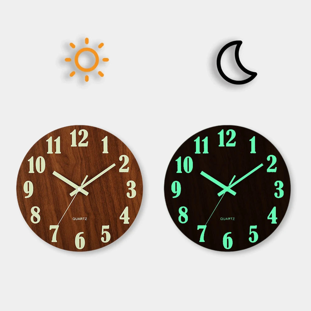 Nordic Luminous Silent Wooden Wall Clock