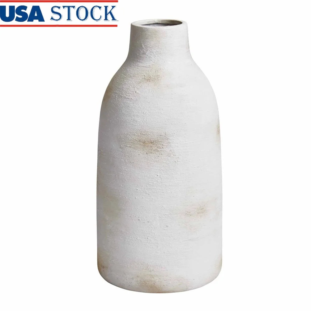 12" Artisan Brushed Matte Ceramic Vase