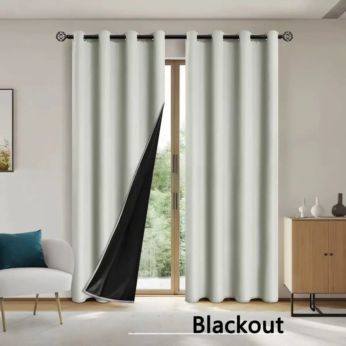 1pc Solid Blackout Curtains with Grommets, Total Privacy Drapes for Bedroom