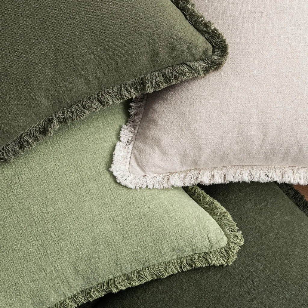 Decorative Couch Pillow Covers Neutral Linen Fringe Throw Pillows Boho Accent Sofa Living Room 1pc