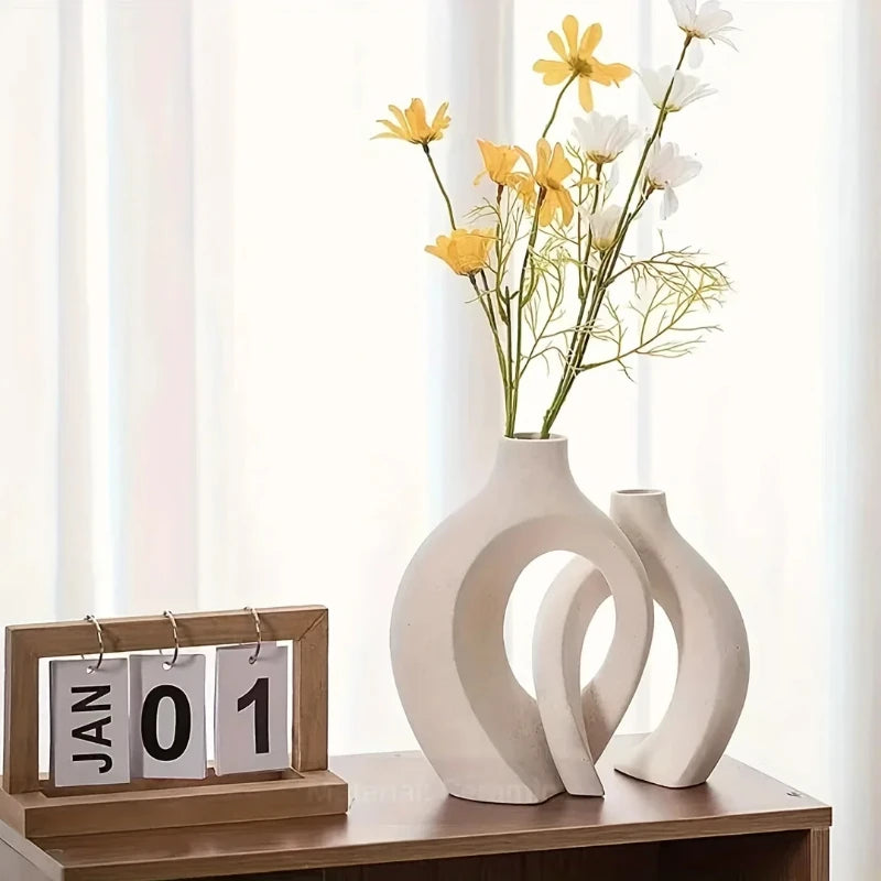 2-Piece Nordic Hollow Vases: Modern Boho Decor.