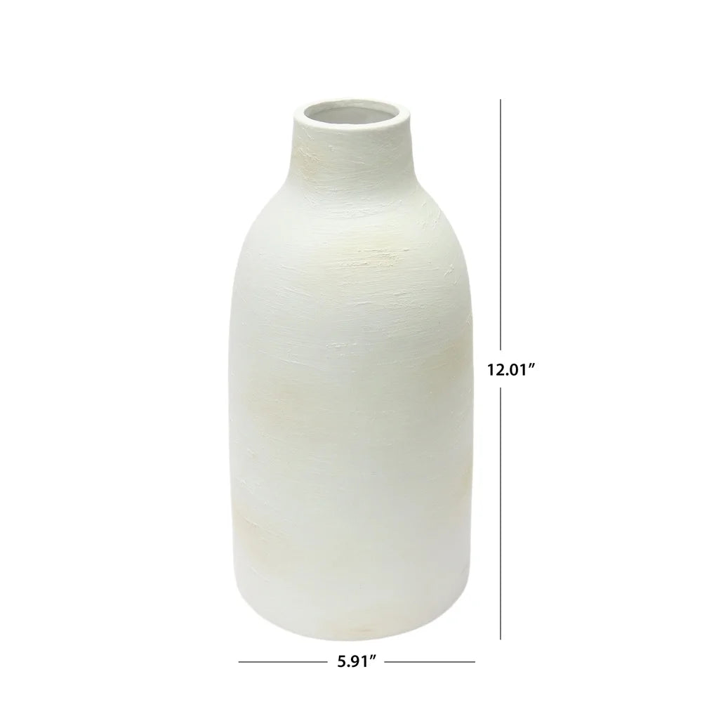 12" Artisan Brushed Matte Ceramic Vase