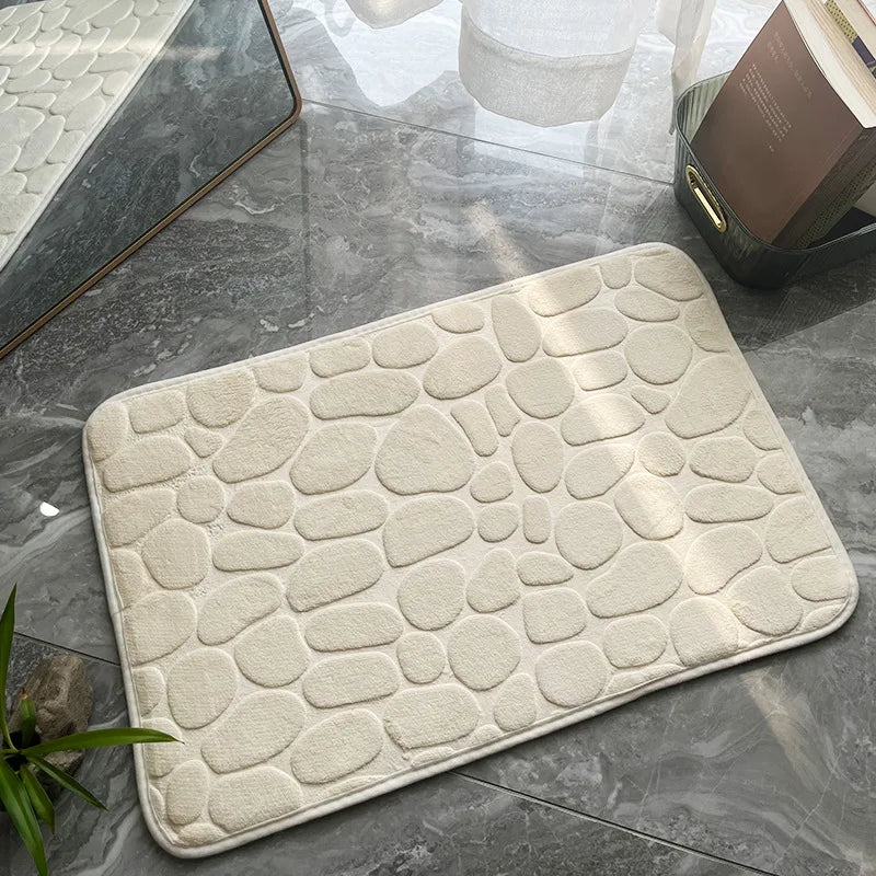 Cobblestone Embossed Bathroom Bath Mat Non-slip Carpets In Wash Basin Bathtub Side Floor Rug Shower Room Doormat Memory Foam Pad