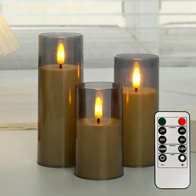 Venuswing Realistic Flameless LED Acrylic Glass Candle Trio