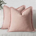 Decorative Couch Pillow Covers Neutral Linen Fringe Throw Pillows Boho Accent Sofa Living Room 1pc
