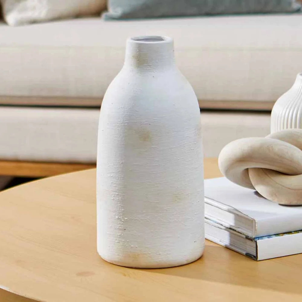 12" Artisan Brushed Matte Ceramic Vase
