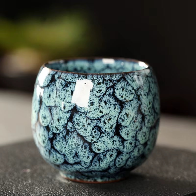 Japanese Style Ceramic Tea Cup with Unique Pattern Kiln Transformation Espresso Coffee Mug for Kung Fu Tea Wine Drinkware